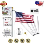 Durable 20FT Flag Pole Kit with American Flag – Easy to Install & Fly 2 Flags