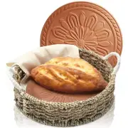 Bread Warmer Basket with 7.87'' Stone Tortilla Warmer 9.45'' Bread Baskets fo...