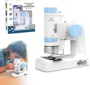 80X-200x Mini Microscope,Kids Microscope,Portable Pocket Handheld Miniscope with LED Light,for Learning Education and Exploring,Gifts for Boys and Girls (with Base Blue)