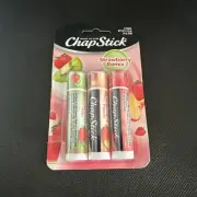 3 ChapStick 1 Each Strawberry Remix, Peach, Watermelon & Kiwi