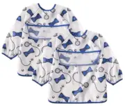 Baby Kid Bib Apron Smock Waterproof Long Sleeve Art Feeding Painting 2 Pack
