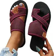 [Generic] Breathable Mesh Slide Sandals for Women, Fashion Sandals for Women 2024, Hollow Mesh Slide Sandals with Toe Loop, Comfortable Flats Beach Sandals with Loop Toe