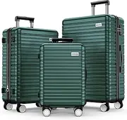 [BEOW] 3-Piece Expandable Hard-Sided Luggage Sets with Spinner Wheels, TSA Lock, Lightweight Suitcase for Women & Men, 20/24/28 Inch, Army Green - Durable & Stylish Travel Luggage
