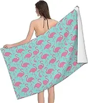 JBYJBX Red Flamingo Print Beach Towel Quick Dry Sandproof Microfiber Beach Bath Towel for Travel Pool Camping
