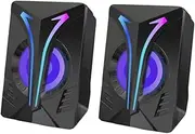 TEHAUX 1Pair RGB Stereo Sound Box USB Powered Computer Speakers for Music Gaming Compact Design with Audio Jack Enhance Your Audio Experience Laptops Desktops