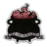 Hex the Patriarchy Banner Cauldron Pink Black Sticker