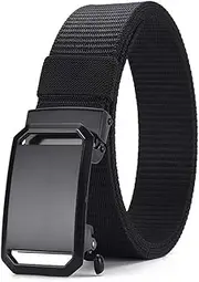 [Generic] Men's Belt Ratchet Belts Nylon Automatic Buckle Belt Adjustable Slide Belt Metal Buckle Big Stomach Quick Release