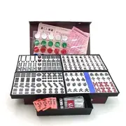 Japanese Handcrafted Mahjong Set with Cobalt Blue Bold Large Font Tiles, Renho
