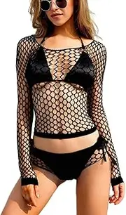 [Generic] Women Sexy Lingerie Fishnet Top Exotic Beach Cover Up