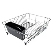 D.line Chrome/PVC Large Dish/Plate Drainer w/ Caddy Sink Drying Rack Black