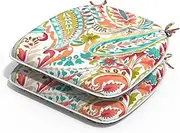 Melody Elephant Outdoor Chair Cushions Set of 2, Water Resistant Patio Chair Pads with Ties, Seat Cushions for Home Garden Furniture Decoration, 16"x17", Pretty Paisley
