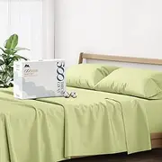 [Mayfair Linen] 100% Cotton Bed Sheets Queen Sheet Set - 500 Thread Count Sheets Queen Size 4 PC Set (Sage Green), Soft, Cooling, Hotel-Quality 16" Deep Pocket Sateen Cotton Bedsheet for Hot Sleepers