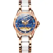 Stylish Waterproof Ceramic Mechanical Watch for Women with Diamond Accents