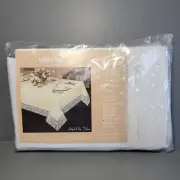 Vintage Tablecloth Ambassador No. 6100 White 68 X 104 Oval Styled By Joblin New