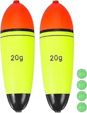 uxcell Fishing Slip Bobbers, EVA Foam Bobbers Slip Floats with Fish Beads, 0.7 Oz Floatage Fit for Perch Carp Bass Fishing Corks Saltwater Freshwater (2 Pack, Red/Yellow)