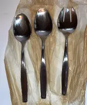 International AMERICAN CHARM Stainless 2 Tablespoons Cold Meat Fork Flatware NIB