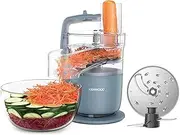 [Kenwood] MultiPro Go FDP22.​130GY, Food Processor for Chopping, Slicing, Grating, Pureeing and Kneading Dough, with Express Serve, 1.3L Bowl, Knife Blade, 4mm Slicing/Grating Disk, 650 W, Grey