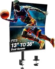 AVLT Vertical Ultrawide Monitor Mount Stand for Dual 38" Screens, 12kg Capacity Each, Heavy-Duty Pole with Adjustable Height, Swivel, Rotation, C-Clamp & Grommet Mount - Black