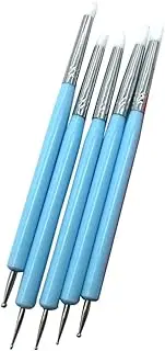 NUOBESTY Silicone Metal 5pcs 2-Way Ball Stylus Set Shaper Pen Dotting Tools for Polymer Clay Craft Blue