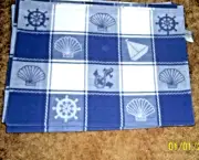 Seaside Blue and White Nautical Placemats Set of 6 Fabric Place Mats