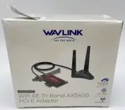 Wavlink WL-WN675X3 WiFi 6E Tri-Band AX5400 PCI-E Adapter, New in Sealed Box