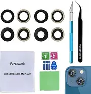 Perzework 2 Set OEM Back Rear Camera Lens Glass Replacement for iPhone 13 and iPhone 13 Mini with pre-Installed Adhesive and Reparing Toolkit