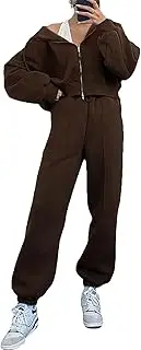 [amropi] Women's Tracksuit Set Hooded Jacket and Tank Vest and Jogging Pants Warm Sweatsuit