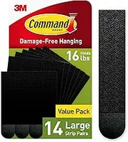 Command Large Picture Hanging Strips, Damage Free Hanging Picture Hangers, No Tools Wall Hanging Strips for Living Spaces, 14 Black Adhesive Strip Pairs(28 Command Strips)