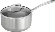 Tri-Ply Clad Stainless Steel 3-Quart Sauce Pan with Glass Lid, Induction-Ready,