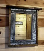 Rustic Antique Barn Wood Mirror Shelf Farm House Style Cabin Lodge Decor Nice !