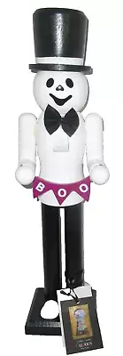 HALLOWEEN NUTCRACKER ~ 15" ~ GHOST IN TOP HAT & BOW TIE By Cynthia Rowley