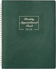 Appointment Book 2025-2025 Diary from Jan. 2025 - Dec. 2025, A4 Week to View Appointment diary 2025, Hourly Planner 2025 in 15 Minutes with Times Slots, Soft Leather Cover, 21.8 x 29 cm