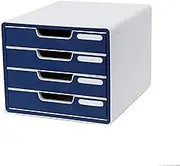 VUCICA File Drawer Desktop, 4 Layers Blue/Gray/Red File Cabinet, for Office Supplies, Desk Accessories, Stationery Storage Box Bills Collection Holder. (Color : Blue)