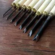 Wood Carving Chisels V Type 1.5-8mm Wooden Round Handle Woodworking Trimming Set