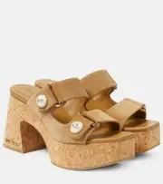 [Jimmy Choo] Jimmy Choo Fayence 95 suede platform mules AU 9 beige