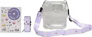 Instant Camera Case for Fujifilm Mini 12, Protective Cover Case for Instant Mini 12, Custom Case with Stickers, Detachable Adjustable Shoulder Strap, Gifts (Purple)