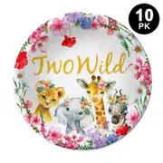 Two Wild Jungle Animals Theme 9 inch 23cm Plates 10PK - Kids Birthday Party Tableware