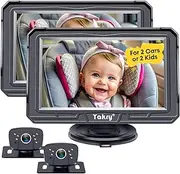 Yakry Baby Car Camera 2-Pack for Backseat - HD 1080P Dual Camera, 170° Wide Angle, Night Vision, 360° Rotation, Safe Rear-Facing Infant and Toddler Camera, Easy Install
