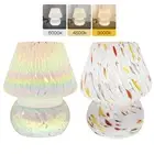 Glass Mushroom Table Bedside Lamp Night Light 3 Color Mode Bedroom Home Decor
