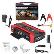 30000mAh Car Jump Car Starter 2000A Peak Current Portable Car Battery Booster Charger Power Bank Starting Device Red Blue Lights