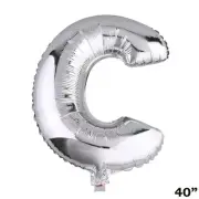 40" SILVER Letter C Mylar Foil Balloon 1 pc Party BackDrop Decorations Supply