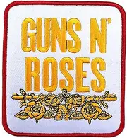 [Guns N' Roses] Guns N Roses Woven Stacked Logo Iron On Patch (UK Size: One Size) (White/Gold/Red)
