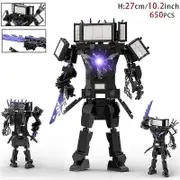 Moc Skibidi Toilet Action Figures Model Builing Blocks Camerman Titan Speakerman Surveillance Man Tvman Boys Toys For Kids Gifts Silver