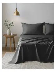 [Royal Comfort] Opulence Washed Microfibre Sheet Set in Charcoal
