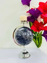 Vintage Decorative World Globe With Taper Candle Holder For Home,Office Decor