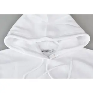 【Balenciaga 巴黎世家】BALENCIAGA club LOGO女款OVER SIZE純棉帽T(白)