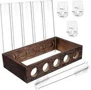 BESPORTBLE 1Set Hanging Plant Propagation Station Tube Wall Decor with Wood Rack Cleaning Brushes for Tabletop Terrarium for Home Office Decoration