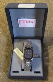Citizen Rectangle Two Tone Band ,BLUE FACE, Watch (NEW OLD STOCK) 1032-B08251M