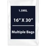 1.5Mil 16" X 30" | LDPE Clear Flat Poly Bags, Flexible & Durable | Multiple Bags