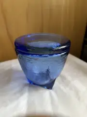 Fire And Light Recycled Cobalt Blue Glass Footed Jar With Lid Glass